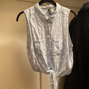 Blue Polka Dot Tie Top